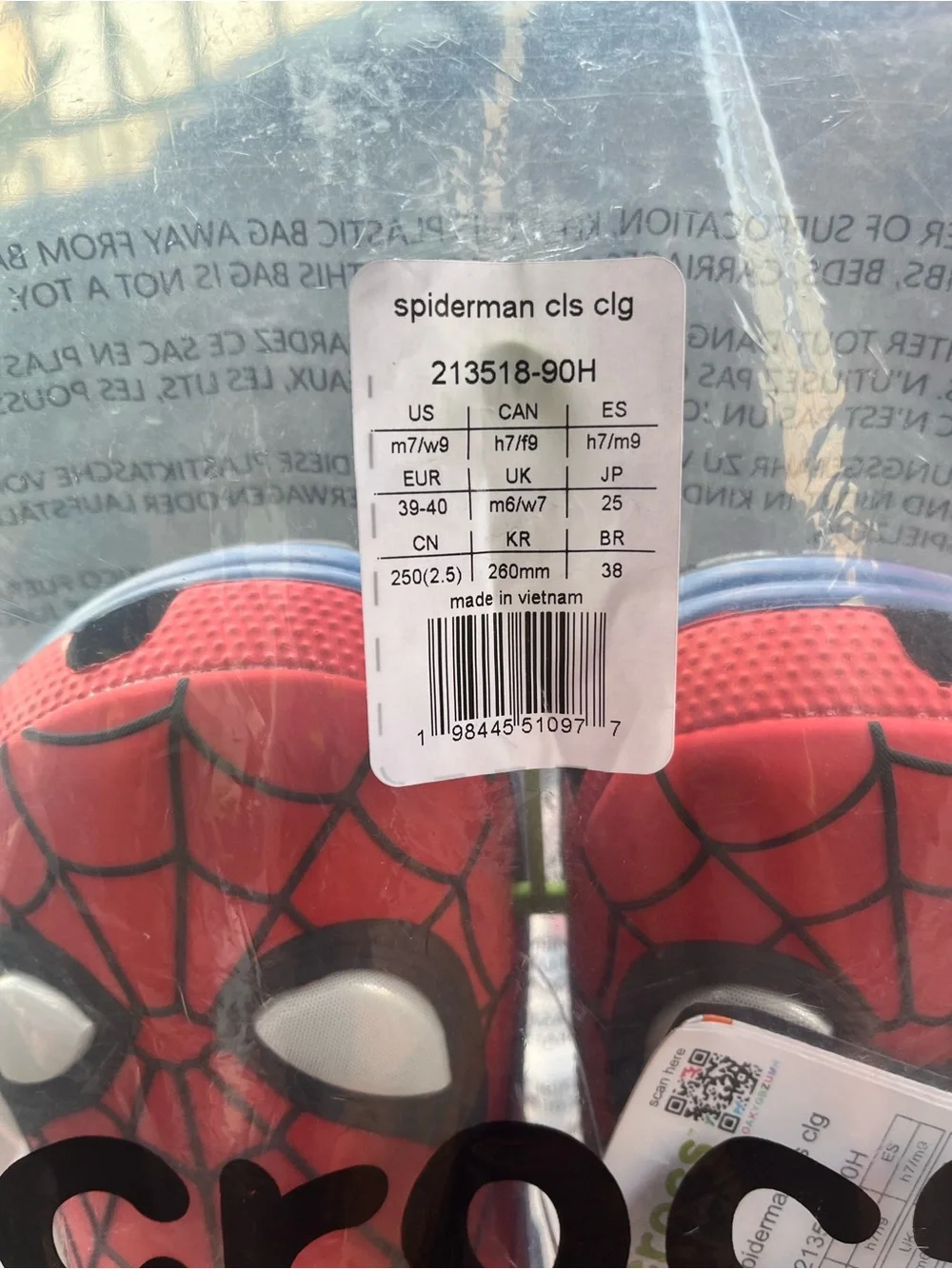 CROCS Red Spider Web Slip-On Clog Sandals